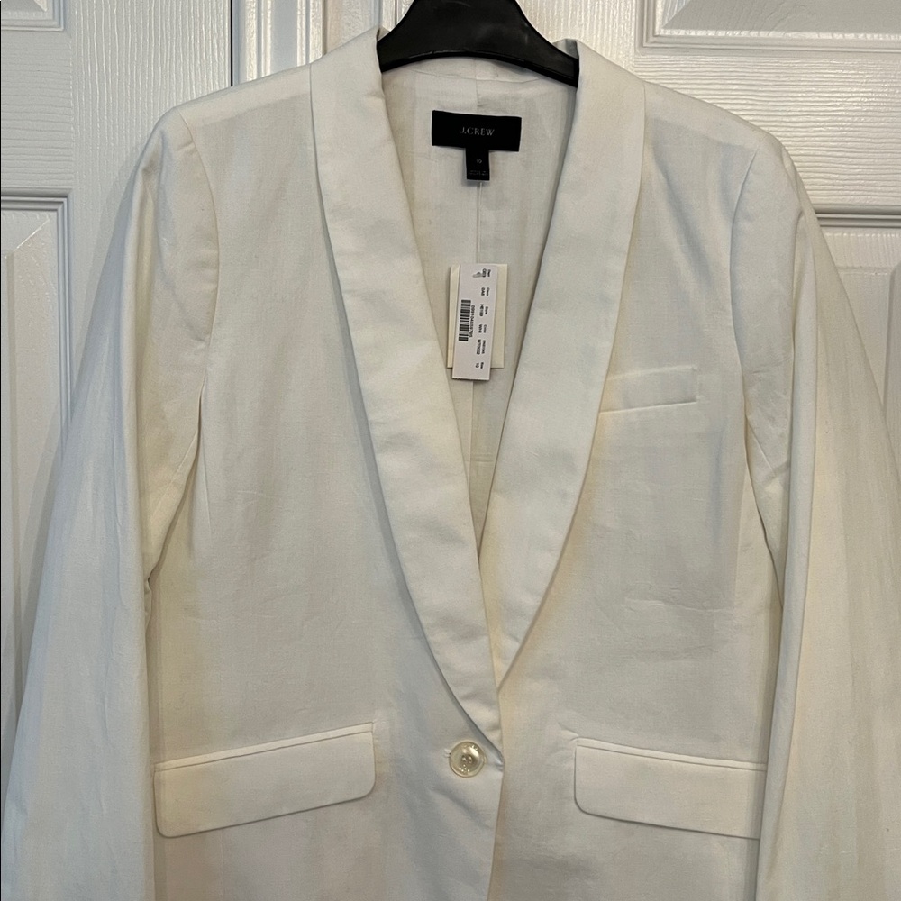 JCREW Unstructured Blazer Cotton-Linen In White Sz 10 - NWT!! - Picture 5 of 10
